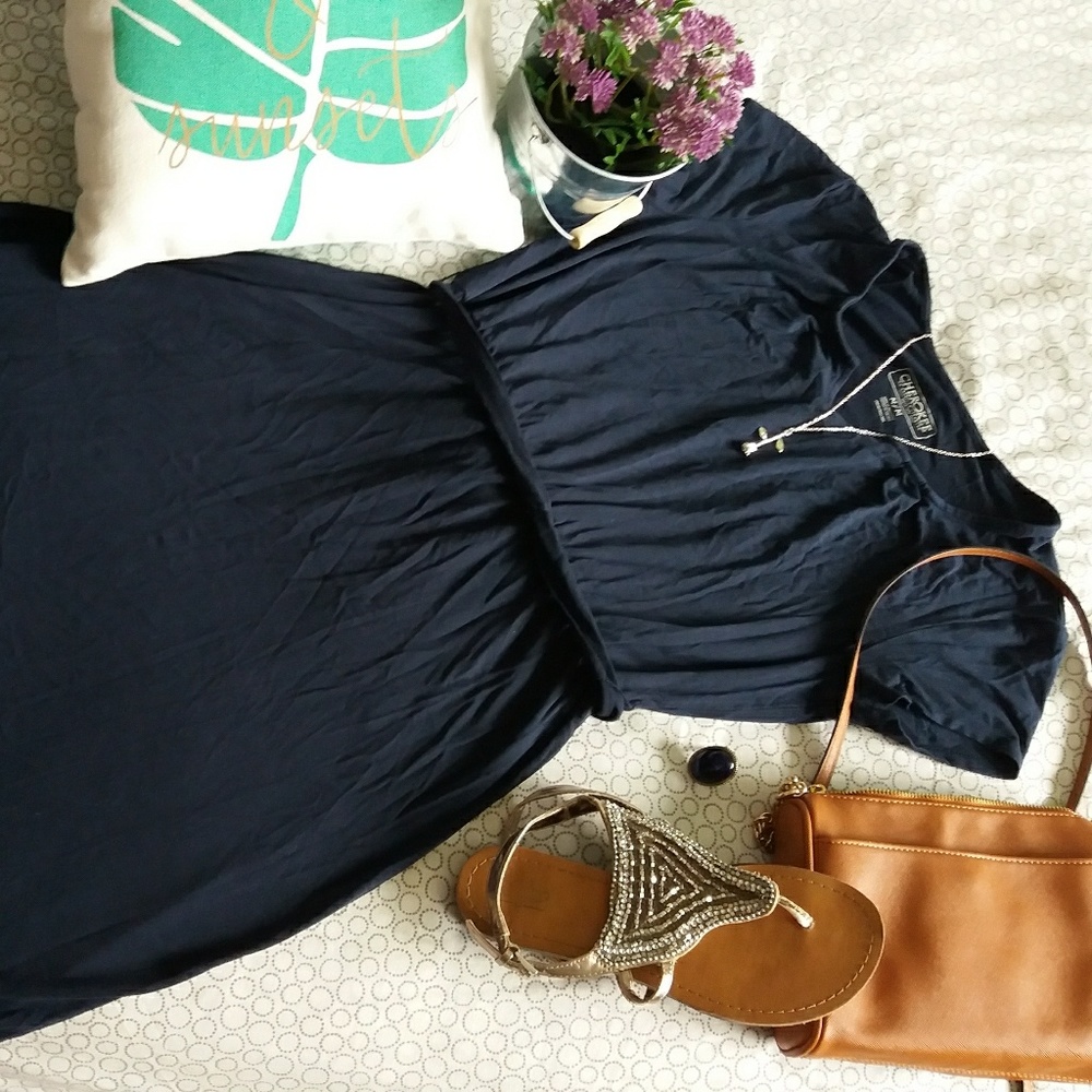 Cherokee brand dark navy blue super soft tee dress
